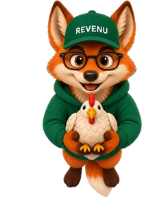 Rev the Fox holding his chicken